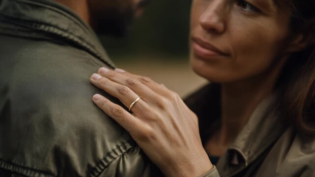Married couple with gold ring on finger, symbolizing love and commitment