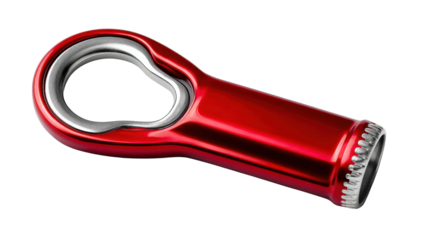 Metallic Red Bottle Opener: A sleek, metallic red bottle opener, elegantly designed with a minimalist aesthetic, offers a functional and stylish tool for opening beverage bottles.