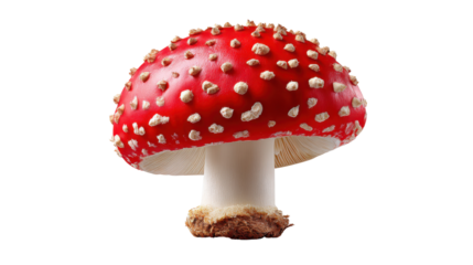 Vibrant Mushroom Amidst Nature's Palette: A vivid red mushroom with a speckled cap, standing proudly amidst nature's canvas.