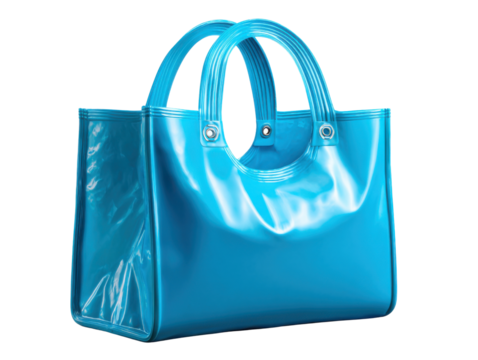 Turquoise Handbag: A sleek, turquoise handbag with shiny finish. Perfect for fashion-forward women, offering both style and practicality.