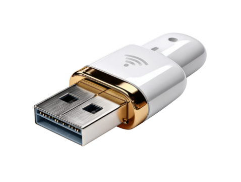USB Wifi Adapter: A close-up shot of a modern USB WiFi adapter, designed for seamless wireless connectivity, highlighted against a clean backdrop.