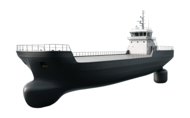 Semi-submersible landing vessel featuring ballast tanks and an open deck.