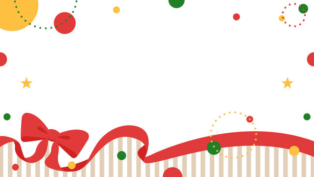 リボンのデコレーションフレーム、円形オブジェクト、ポップなデザイン、16：9サイズ