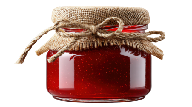 Sweet Preservation: A jar of glistening preserves, sealed with rustic charm, a glimpse into the art of preserving fresh, seasonal ingredients
