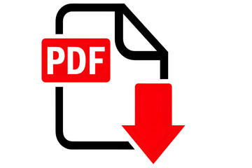 Download PDF document with ease using this clear and simple red arrow, perfect for websites, apps, and instruction manuals for seamless user experience