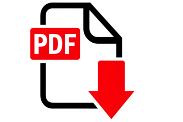Download PDF document with ease using this clear and simple red arrow, perfect for websites, apps, and instruction manuals for seamless user experience