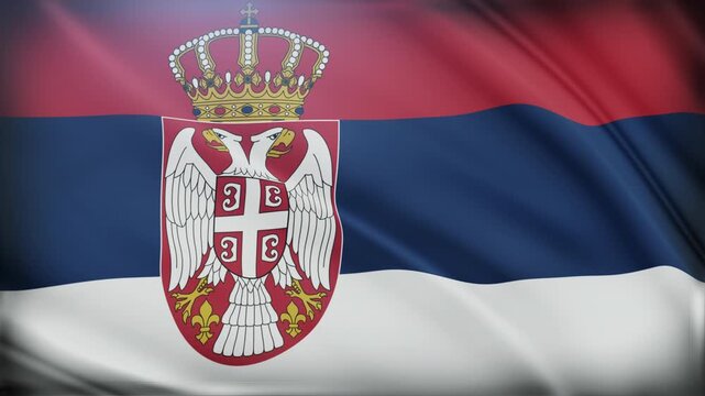 Serbia Flag Waving in the Wind National Symbol