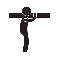 flat icon vector of a person lifting a wooden plank