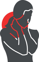 Minimalist Illustration of a Woman with Neck and Shoulder Pain