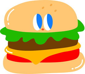 햄버거 캐릭터 일러스트