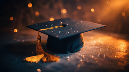 Elegant graduation cap symbolizes academic achievement and bright future prospects for graduates everywhere, congratulations for milestone