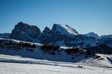 Fototapeta premium Snowy Dolomite Peaks in Winter Light, South Tyrol, Italy