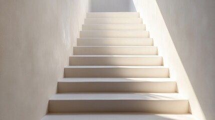 Obraz premium Simple white concrete staircase, bright sunlight