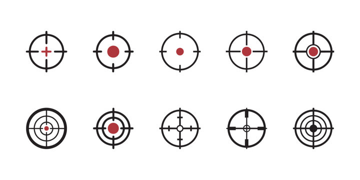 Minimal target icons set, Precision aim, Focus, and crosshair symbols