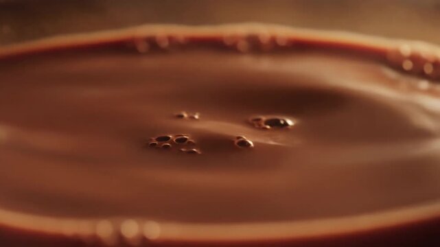 Close-up of Bubbles Popping on a Thick Brown Liquid Surface