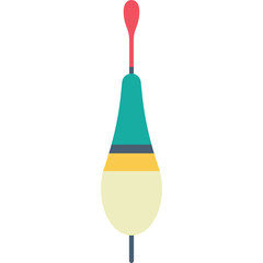 Fishing Bobber With Red Tip And Teal Body Yellow Stripe And Cream Base Isolated On White Background