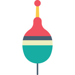 Fishing Float Bobber With Red Yellow Blue Green Stripes On Transparent Background For Angling Hobby And Recreational Sport