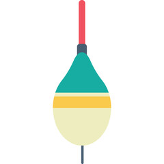 Fishing Float With Teal Yellow And Cream Colors On A Transparent Background With A Red Top And A Thin Black String Hanging Down A Simple Realistic Design For Angling And Sport Fishing