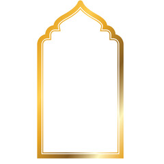 Elegant Golden Archway Frame With Islamic Architectural Influence Ideal For Decorative Borders And Religious Occasions