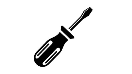 Vector illustration&nbsp;of black and white icon or silhouette of a flathead screwdriver isolated on transparent background
