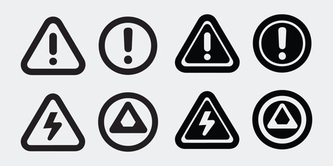 Warning Sign Collection Danger Risk Attention Electricity Hazard Alert Symbol Set