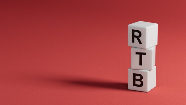 rtb, real, time, bidding. wooden table with wooden elements. text on wood blocks.close up of wooden elements 