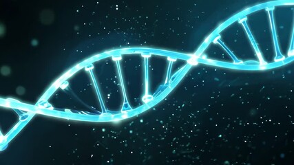 Dynamic 3D DNA strand animation spinning with vibrant blue light for innovative science and medical presentations - Powered by Adobe