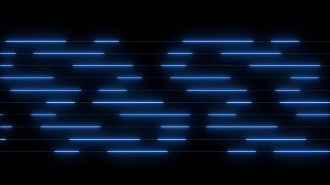 Blue Neon Lines Arranged in Horizontal Rows on Black Background Keywords: blue, neon, lines, horizontal, rows, pattern, abstract, background, texture, glowing, light, dark, modern, futuristic