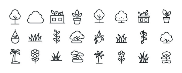 Minimalist plant and tree icons set for eco-friendly designs