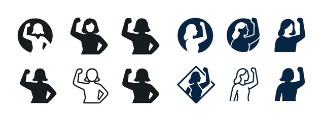 Obraz premium Empowered female silhouettes in bold poses for women's strength and resilience