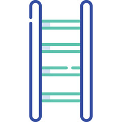 Illustration of a simple ladder with blue and teal steps on a transparent background representing climbing or access