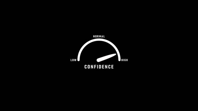 White Confidence Meter Gauge Showing Normal Level on Black Background image photo