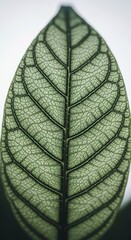 Close up of a Green Leafs Intricate Vein Structure Against a Bright Background