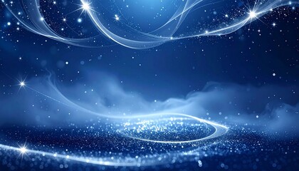 Magical Blue Night Sparkling Stars and Ethereal Curves Creating a Dreamy Scene