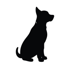 Obraz premium A silhouette of a dog sitting and looking to the side.