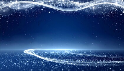 Sparkling Blue Abstract Background with Glitter Waves