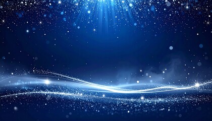 Sparkling Blue Abstract Shimmering Light Trails and Glittering Stars