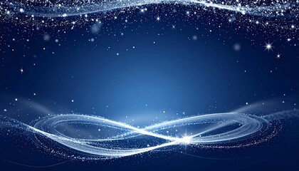 Abstract Blue Sparkly Swirls with Falling Stars and Glitter Effect - Festive Holiday Background