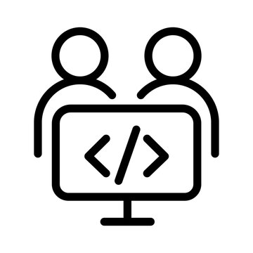 Screen Sharing Session Line Icon of Pair Programming Icon Set
