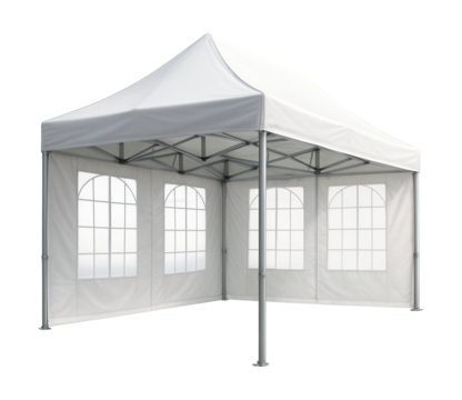 Spacious medical tent featuring clear windows and sturdy steel frame supports.
