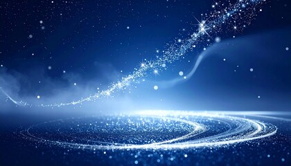 A Cosmic Dance of Sparkling Dust on a Deep Blue Canvas, Reflecting Mystery and Wonder