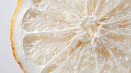 Macro view of a lemon slice showing intricate inner textures and bright colors