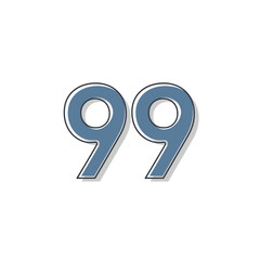 Number ninety nine in a blue metallic font.