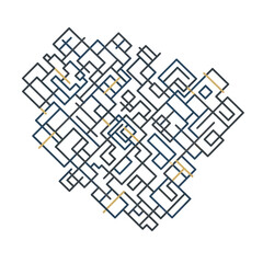 Abstract geometric pattern with interlocking lines and shapes.