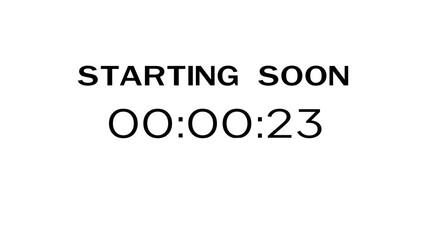 Countdown timer illustration. Starting soon timer clock. Minute and second timer number.