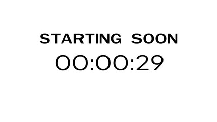 Countdown timer illustration. Starting soon timer clock. Minute and second timer number.