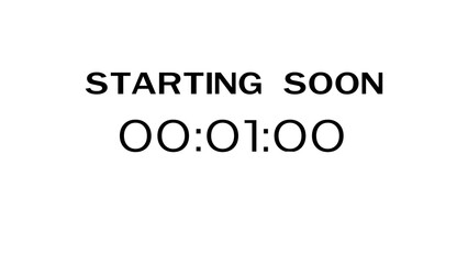 Countdown timer illustration. Starting soon timer clock. Minute and second timer number.