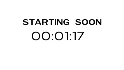Countdown timer illustration. Starting soon timer clock. Minute and second timer number.