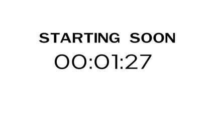 Countdown timer illustration.  Starting soon timer clock. Minute and second timer number.