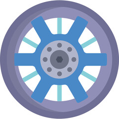Fototapeta premium Flat Design Circular Object With Spokes And Hub In Blue And Purple Tones Isolated On White Background Representing A Wheel Or Fan Structure